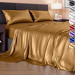 DECOLURE Satin Sheets Queen Size Set 4 Pcs - Silky & Luxuriously Soft Satin Bed Sheets w/ 15 inch... | Amazon (US)