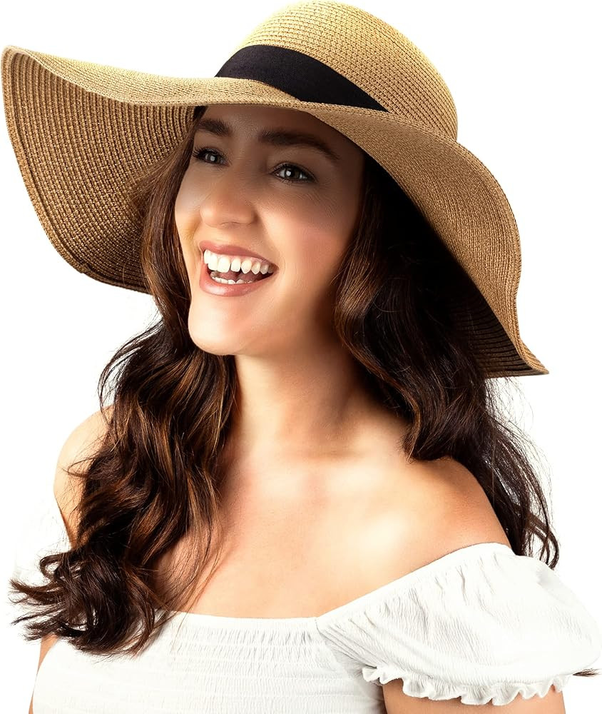 Debra Weitzner Women Floppy Sun Hat with Wide Brim—Foldable Roll-Up Straw Beach Hat UPF 50 | Amazon (CA)