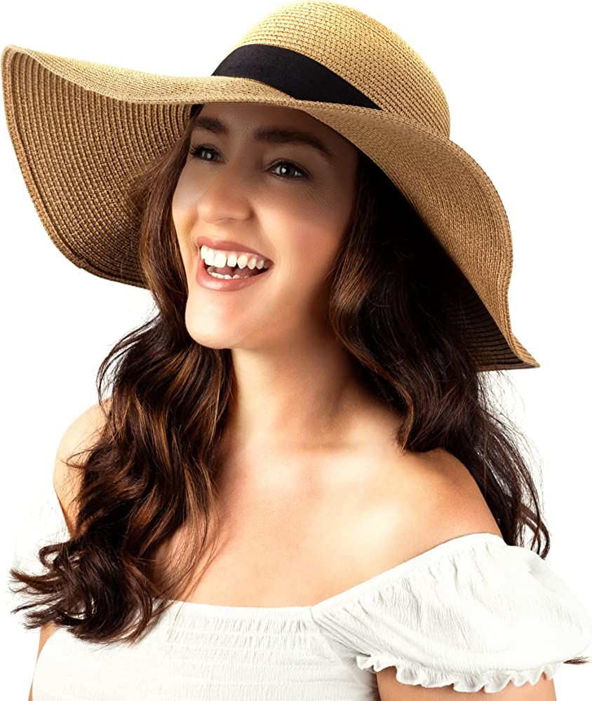 Debra Weitzner Women Floppy Sun Hat with Wide Brim—Foldable Roll-Up Straw Beach Hat UPF 50 | Amazon (CA)