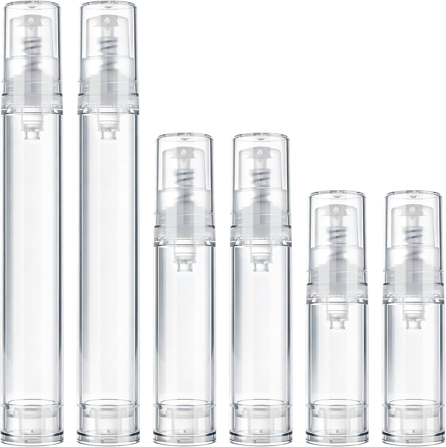 6pcs Airless Travel Pump Bottle, Empty Refillable Vacuum Pump Bottle, 5ml 10ml 15ml Plastic Press... | Amazon (US)