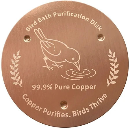 Bird Bath Copper Disk 1mm Thick 99.99% Pure Copper Water Cleaner with Stable Triple-Point Support for Outdoor Birdbaths, 1 Piece | Walmart (US)