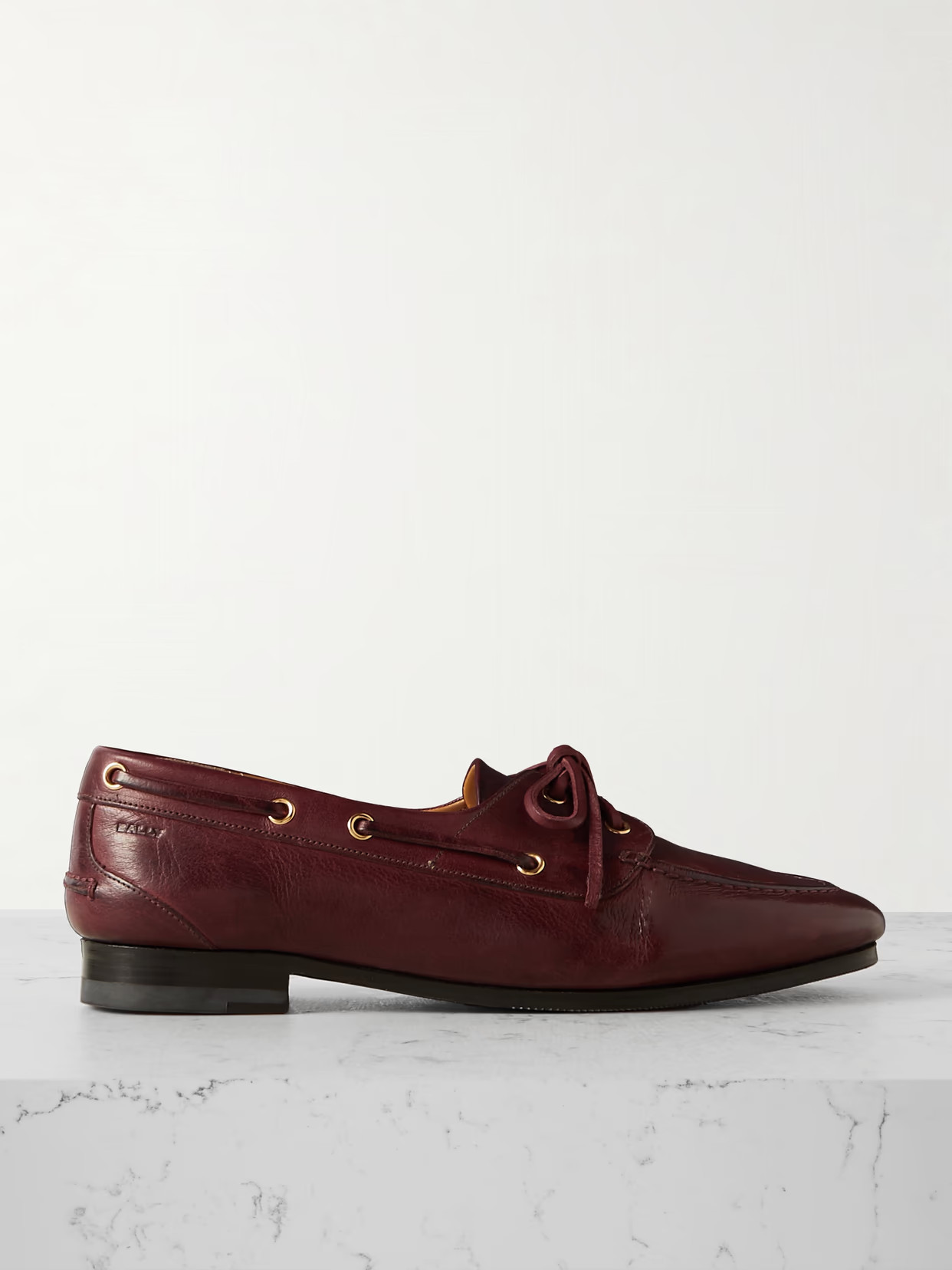 BALLY - Pathy Leather Boat Shoes - Burgundy | NET-A-PORTER (US)