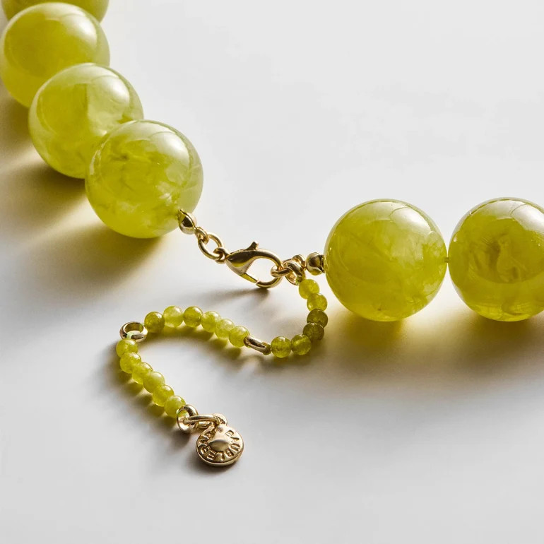 Jane Beaded Necklace - Olive Jade/Gold | BaubleBar
