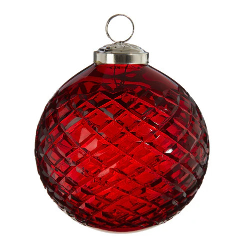 Red Diamond Cut Ball Ornament | 305 Deco Living & Co