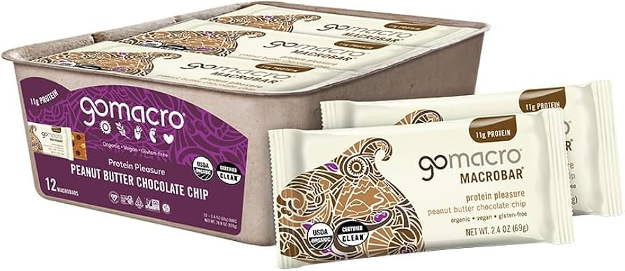 GoMacro MacroBar Organic Vegan Protein Bars - Peanut Butter Chocolate Chip (2.4 Ounce Bars, 12 Co... | Amazon (US)