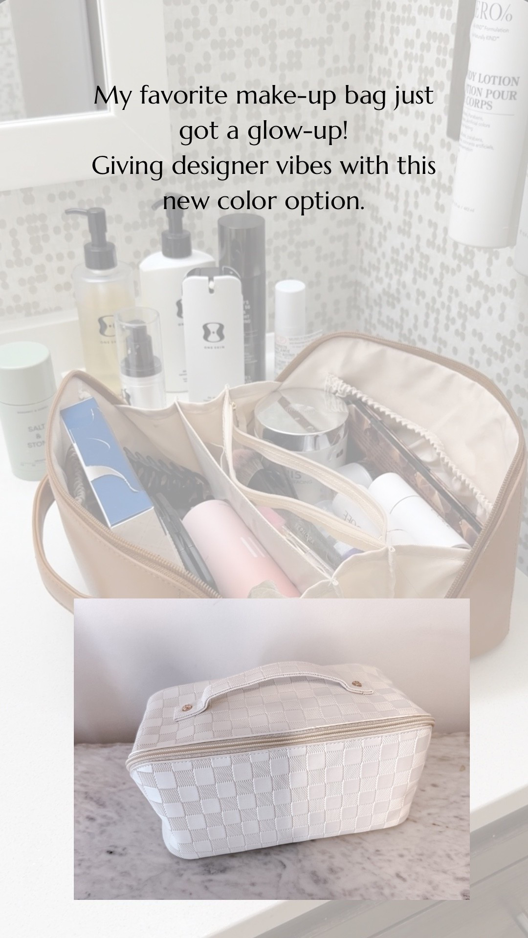 Understated, elegant, and designed to perfection 🤍 My favorite makeup bag now in the most stunning neutral—luxury in the little details ✨

Amie Pagan, Eachy make up bag, 

#LTKBeauty #LTKTravel