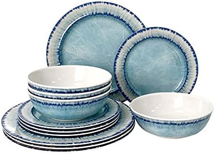 AELS Melamine Dinnerware Set of 12 Pcs Dinner Dishes Set for Indoor and Outdoor Use, Dishwasher S... | Amazon (US)