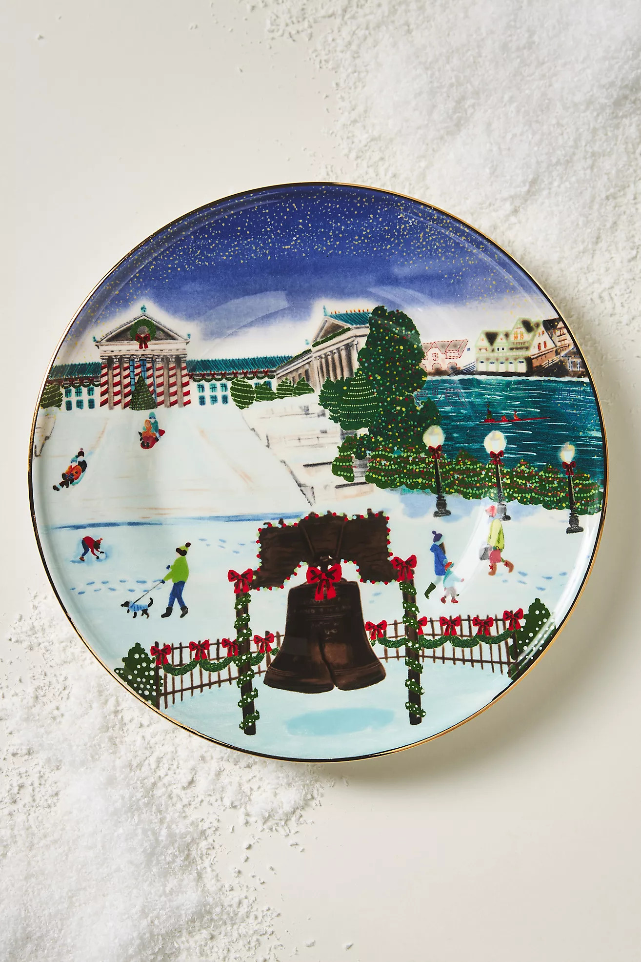 Holiday in the City Stoneware Dessert Plate | Anthropologie (US)