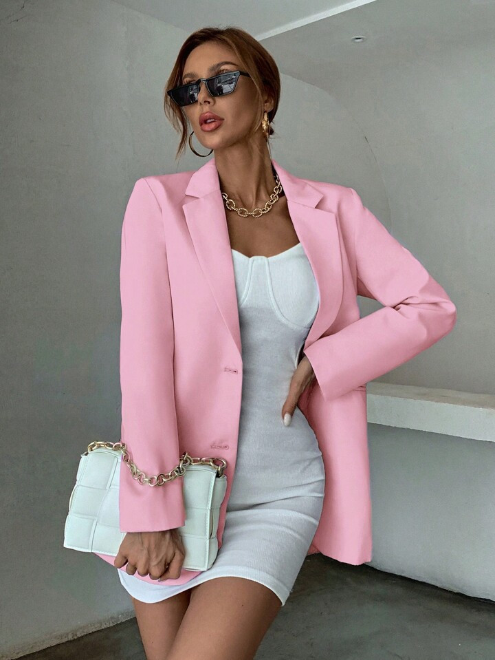 SHEIN BIZwear Solid Single Breasted Blazer Workwear | SHEIN