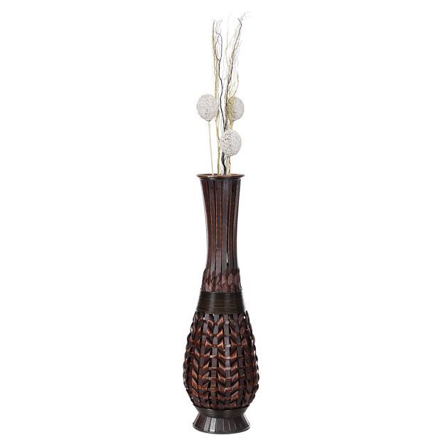 Uniquewise Antique Trumpet Style Floor Vase, For Entryway or Living Room, Brown 36" Tall Bamboo | Target
