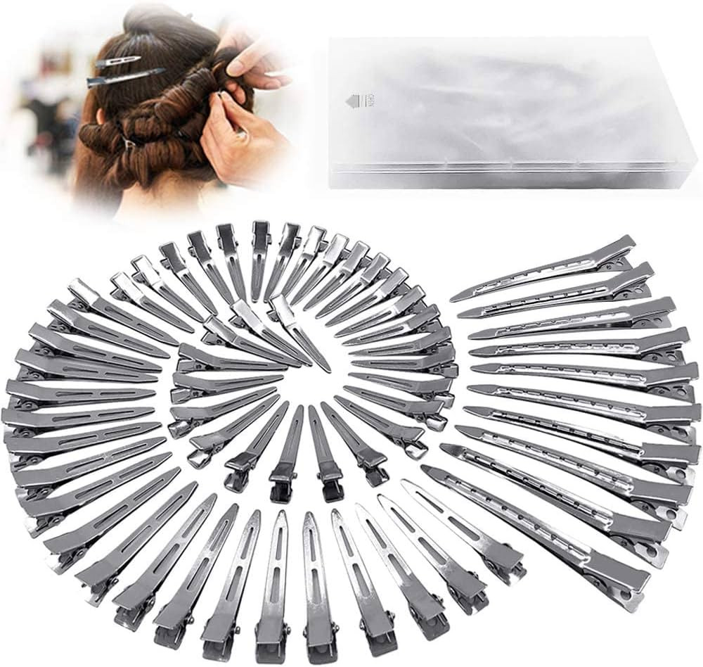 HiJeaton 60Pcs Metal Duck Billed Hair Clips for Women Styling Sectioning, Silver Hair Pins for Lo... | Amazon (US)