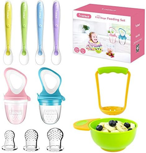 Food Feeder Baby Fresh Fruit Feeder (2 Pack) with 3 Different Sized Silicone Pacifiers, Mash and Ser | Amazon (US)