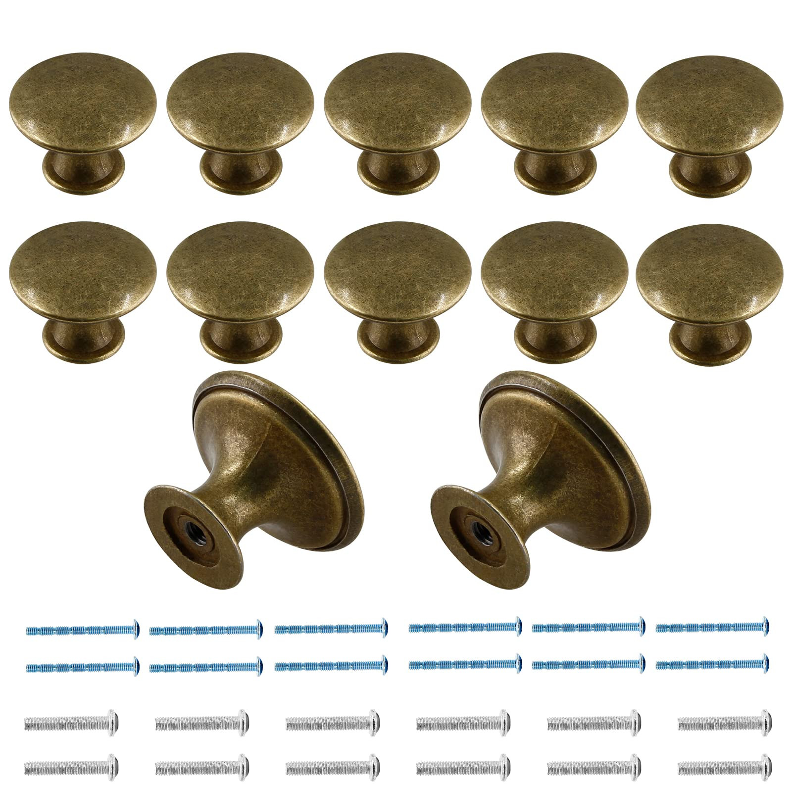 12 Pcs Brass Cabinet Knobs Metal Drawer Knobs Round Dresser Handle Knobs 1.18" Diameter Kitchen C... | Amazon (US)