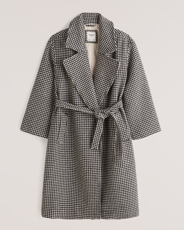 Slouchy Belted Wool-Blend Coat | Abercrombie & Fitch (US)