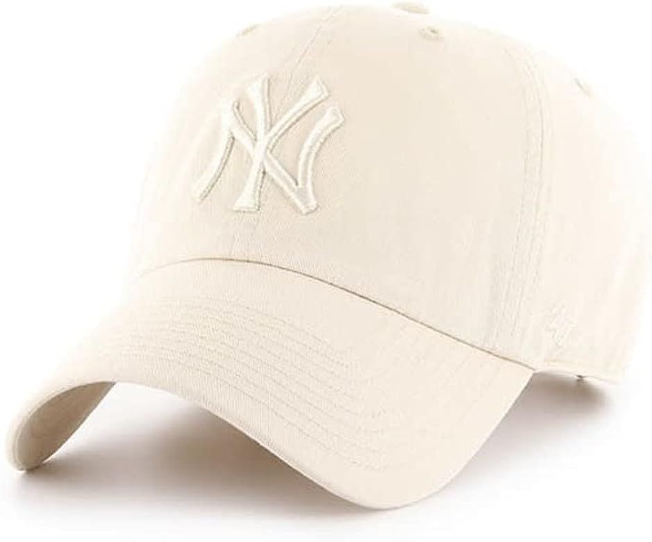 '47 New York Yankees Mens Womens Clean Up Adjustable Strapback Natural White Hat with Tonal Logo | Amazon (US)
