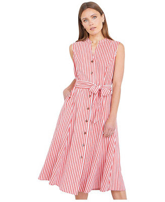 Women's Stripe Midi Sleeveless Shirt Dress | Macy's