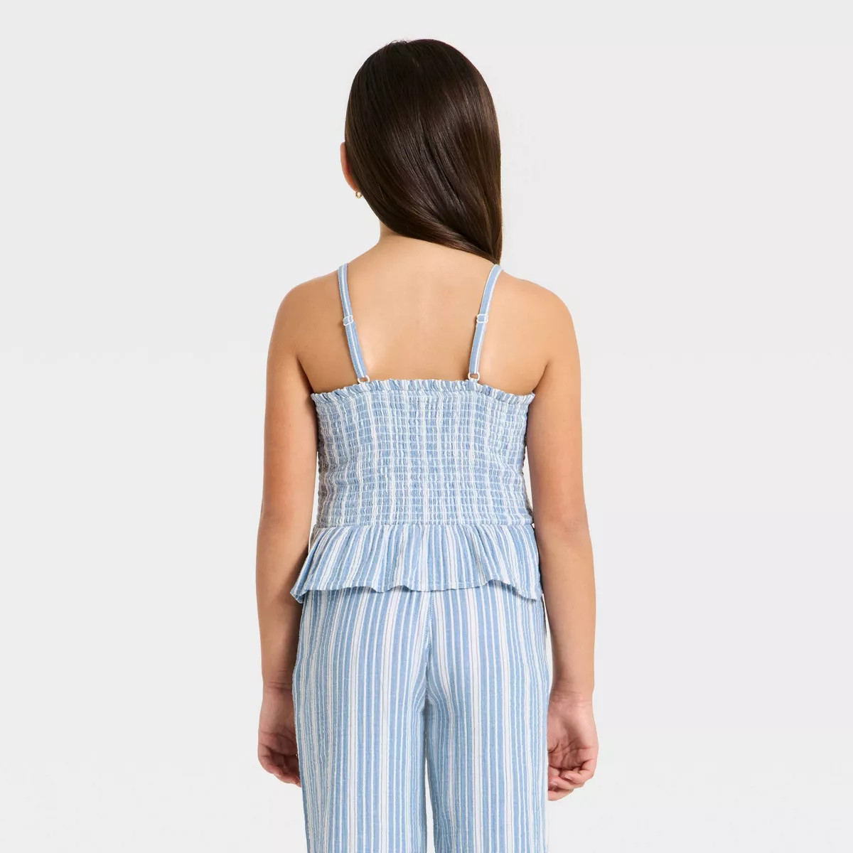 Girls' Striped Woven Tank Top - Cat & Jack™ Blue XL | Target