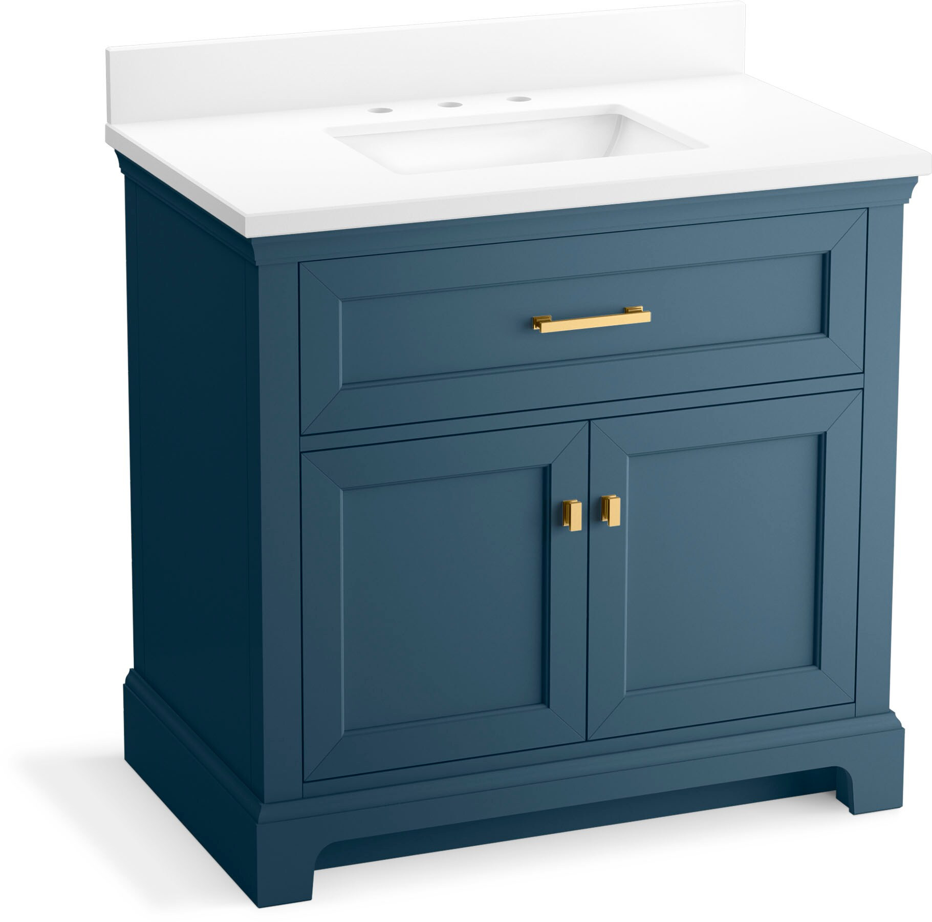 KOHLER Charlemont 36-in Tidal Blue Undermount Single Sink Bathroom Vanity with Pure White Quartz Top | 29261-BD1-TDB | Lowe's