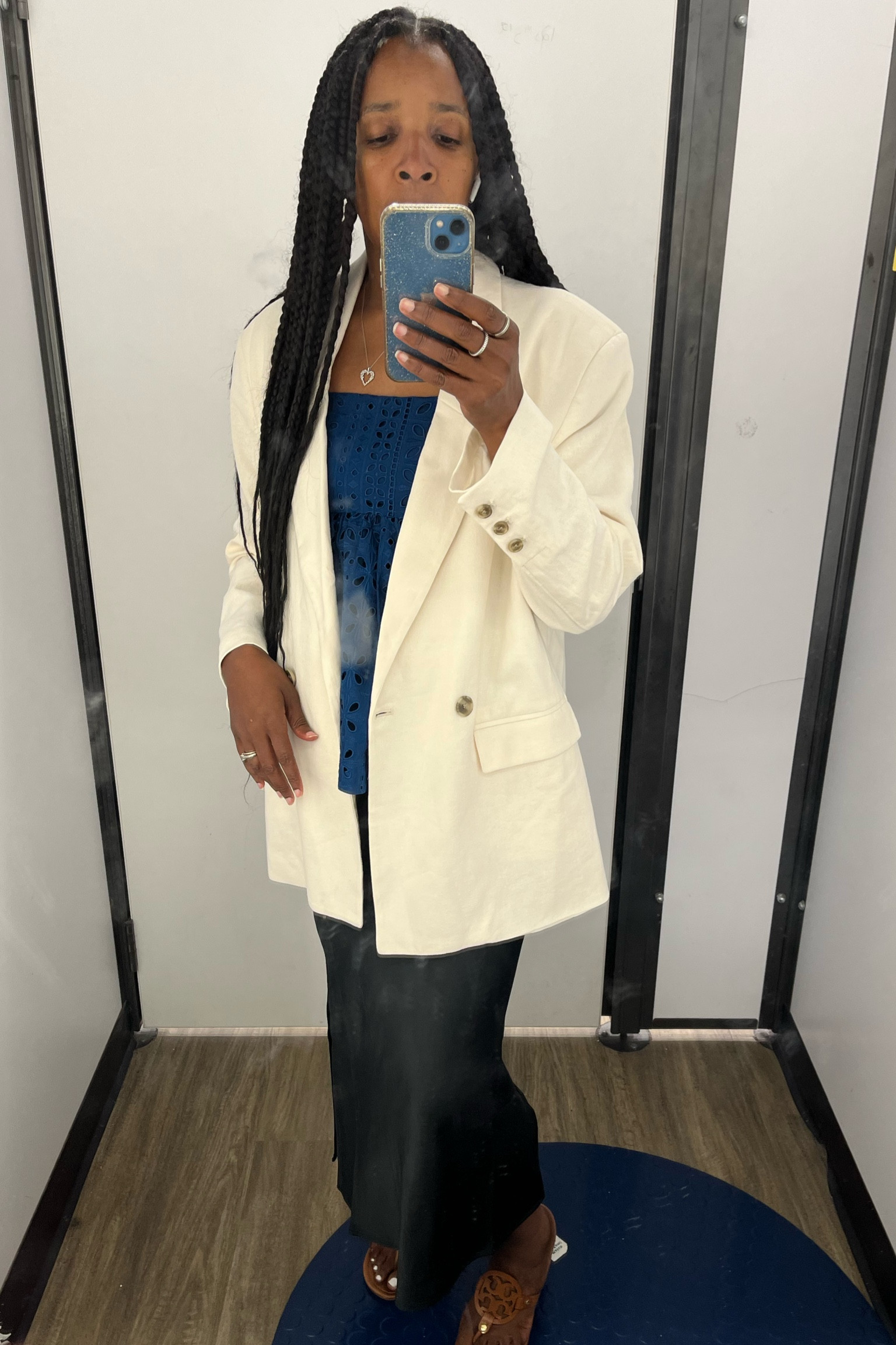 Black slip skirt oversized blazer black chunky loafers fall outfit inspo #skirt #fall 

#LTKstyletip #LTKSale #LTKFind