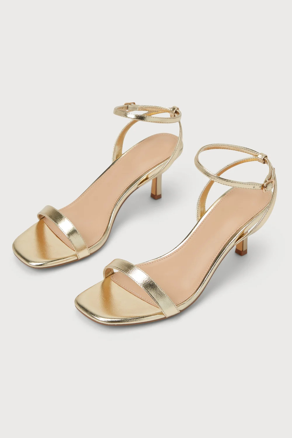 Ensley Gold Kitten Heel Ankle Strap Sandals | Lulus