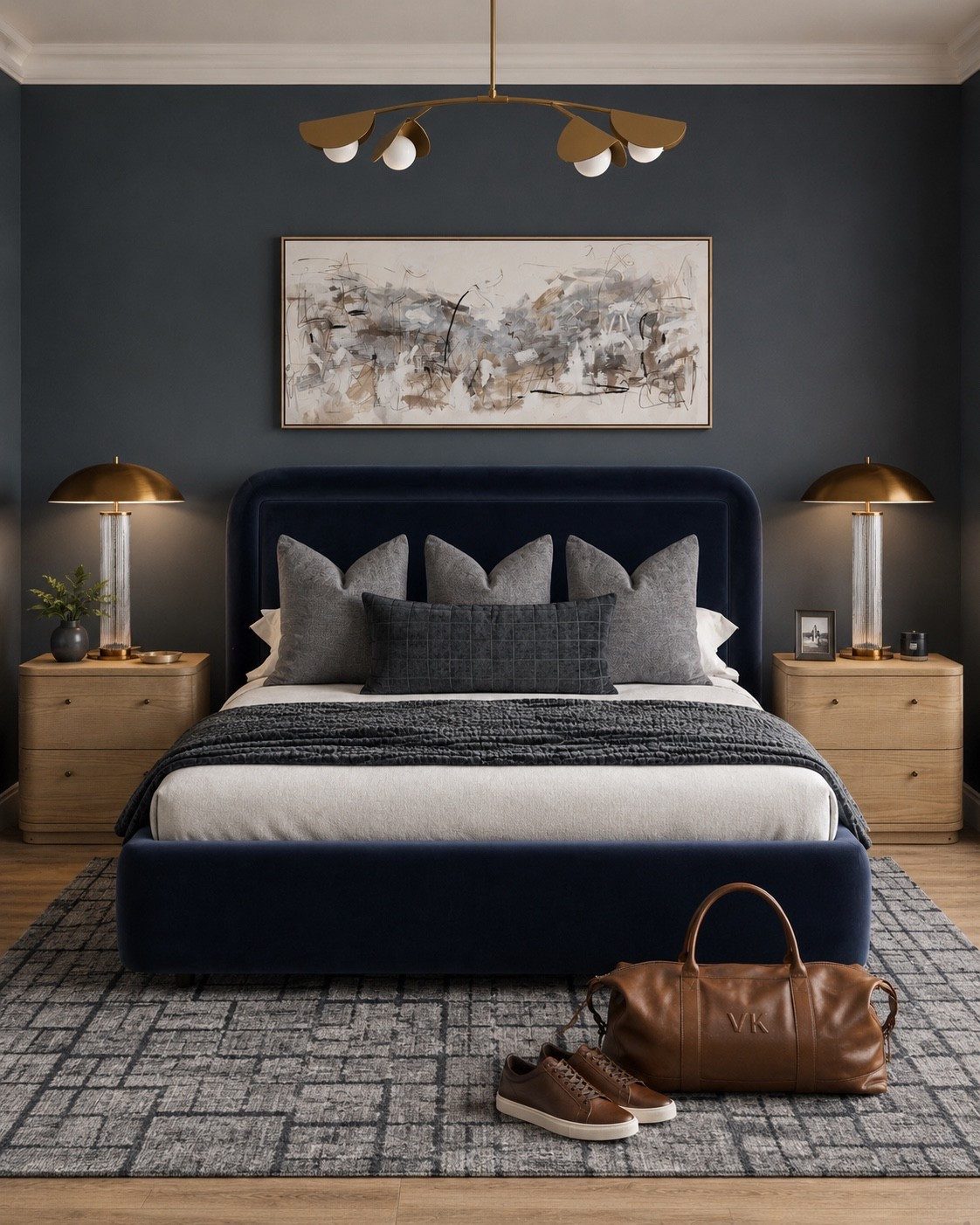 A moody moment for the ones who are not  afraid of deep color ! 

Modern bedroom home
Decor bed rug lighting 

#bedroom

#LTKHome #LTKSaleAlert