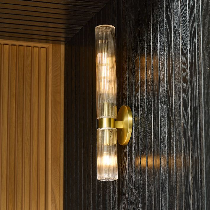 Fluted Double Asymmetrical Indoor/Outdoor Sconce (22.5") | West Elm (US)