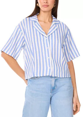 Vince Camuto Women's Petite Cropped Button Down Top, PXL | Belk