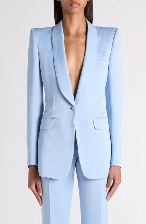 TOM FORD Washed Cotton & Silk Duchesse Satin Jacket in Mineral Blue at Nordstrom, Size 4 Us | Nordstrom