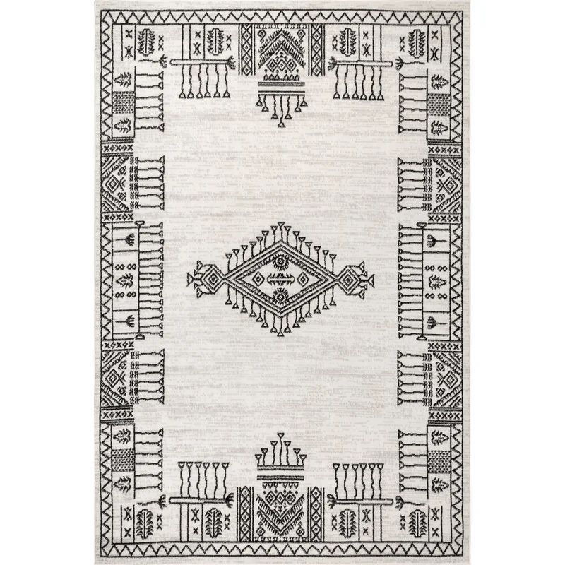 Oriental Area Rug in Beige/Black | Wayfair North America