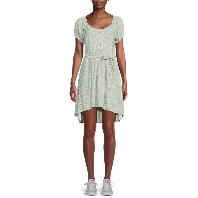 No Boundaries Juniors Peasant Dress with Belt - Walmart.com | Walmart (US)