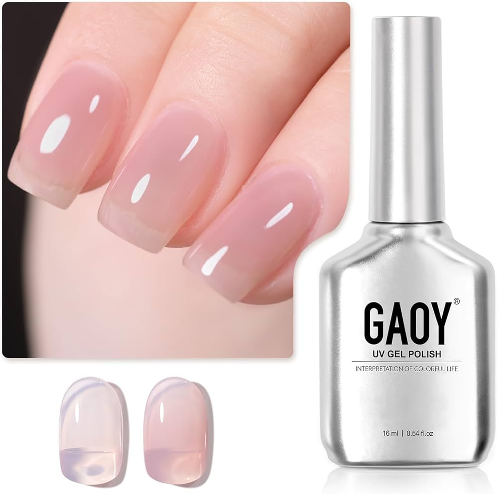 GAOY Jelly Nude Gel Nail Polish, 16ml Sheer Rose Pink Translucent Soak Off Gel Polish, UV Light C... | Amazon (US)