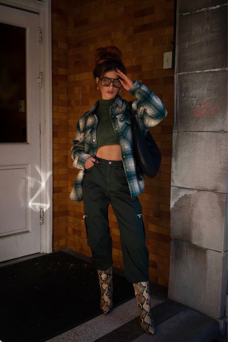 Plaid Jacket | Cargo Pants | Green Outfit | Winter Outfit | Revolve | We Wore What | Knee Boots | Paris Texas Boots 

#LTKunder100 #LTKshoecrush