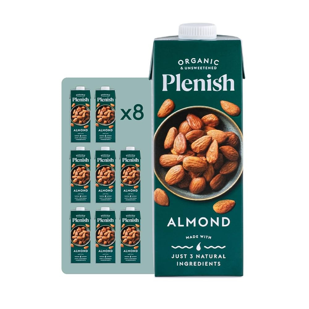 Plenish Unsweetened Organic Almond Milk 1L (Pack of 8) | Amazon (UK)