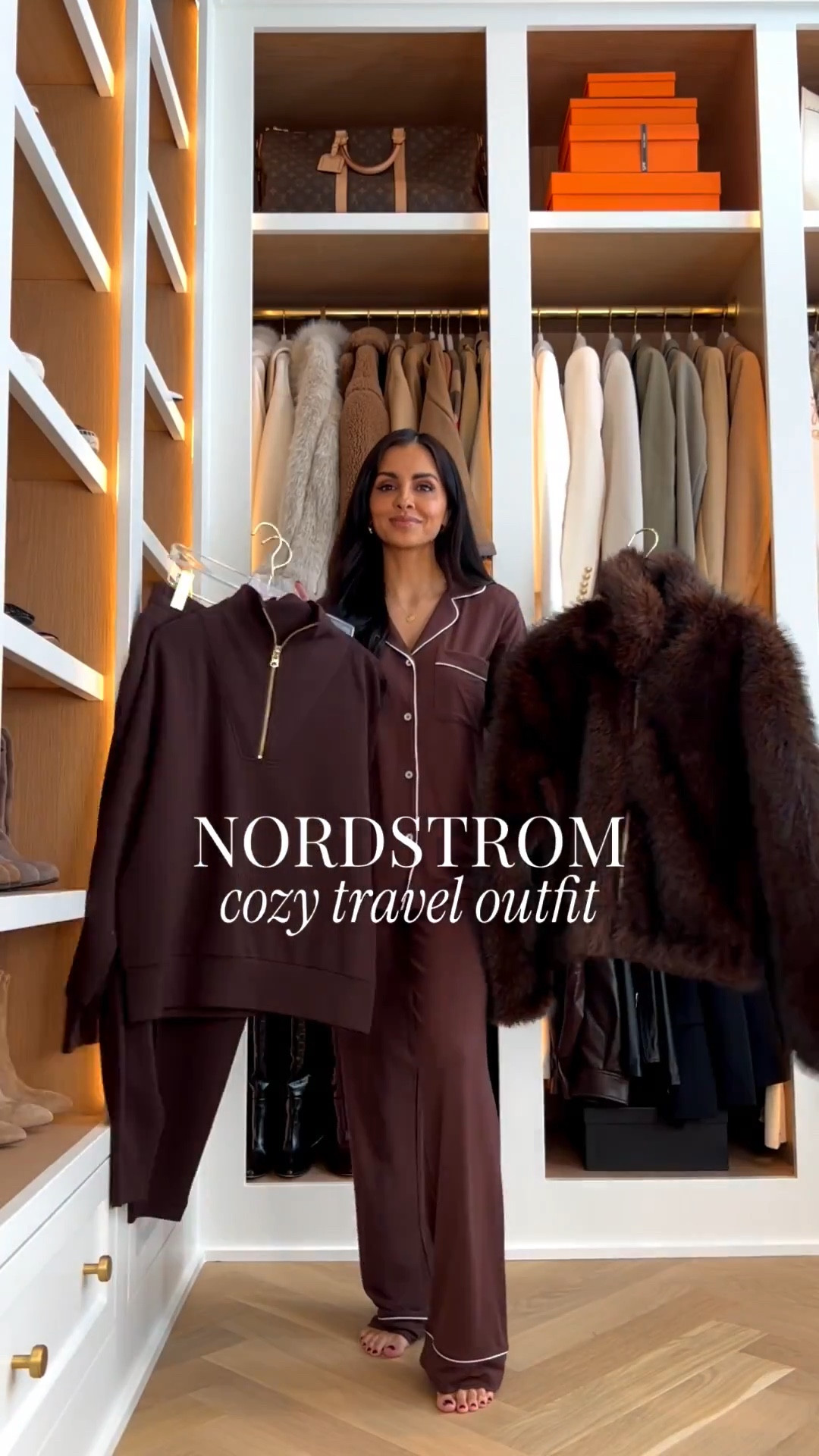 Cozy yet chic travel outfit from
Nordstrom
Wearing an XS in Varley set and and XS in faux fur coat - under $150! 
Ugg slippers run TTS



#LTKSeasonal #LTKTravel #LTKHoliday