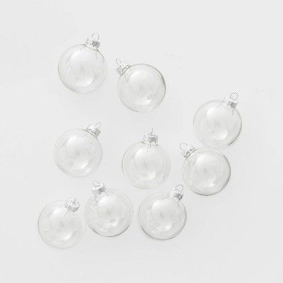 9ct Glass Round Christmas Ornament Set Clear - Wondershop&#8482; | Target
