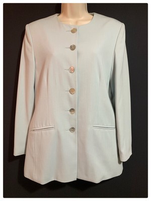 CHIC Vtg 90s Powder Blue Statement Long Blazer Spring Jacket Women's UK 12  | eBay | eBay UK