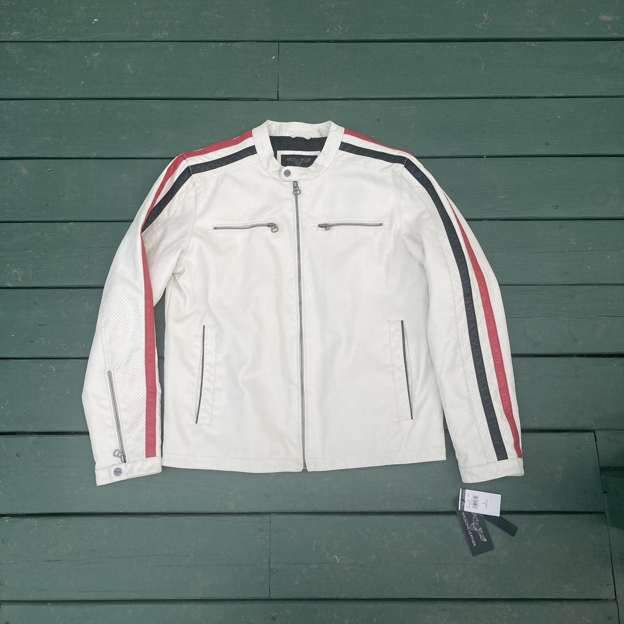Wilson's Leather Men's Going out Jacket - White/Red - L | Depop US