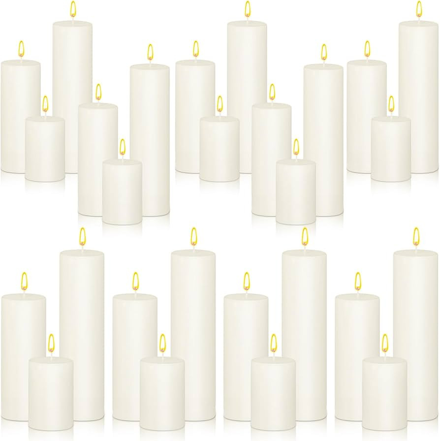 MTLEE 27 Pieces 9 Sets Pillar Candles Decorative Rustic Unscented Candles Assorted Sizes 3'', 6''... | Amazon (US)