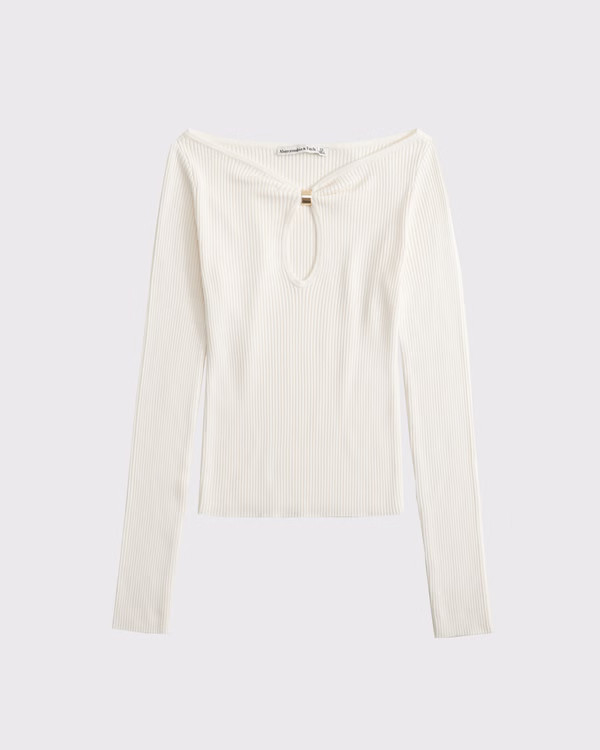 Women's Hardware Keyhole Long-Sleeve Sweater Top | Women's Tops | Abercrombie.com | Abercrombie & Fitch (US)