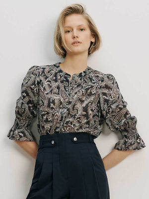 Veronica Beard Ashlynn Paisley Blouse Navy Multi | Veronica Beard