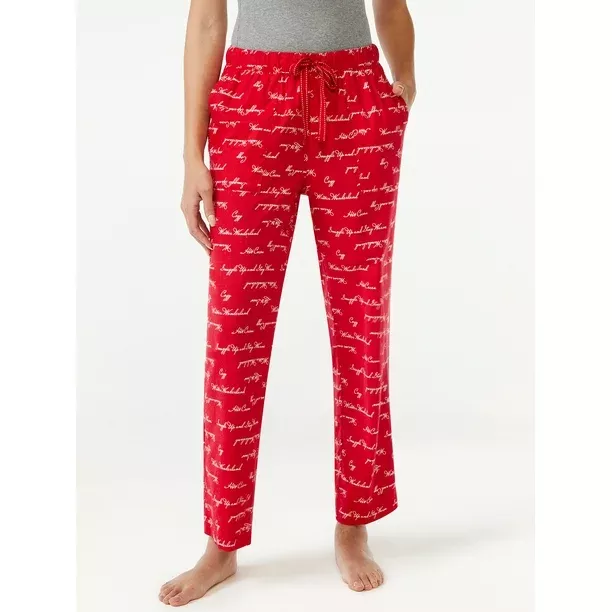 Joyspun Women's Plush Sleep Pants, Sizes up to 3X