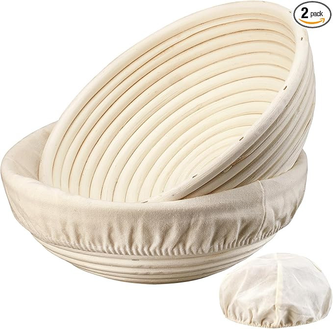Banneton Bread Proofing Basket - 9 inch Banneton Basket Set of 2 Sourdough Proofing Basket Round ... | Amazon (US)