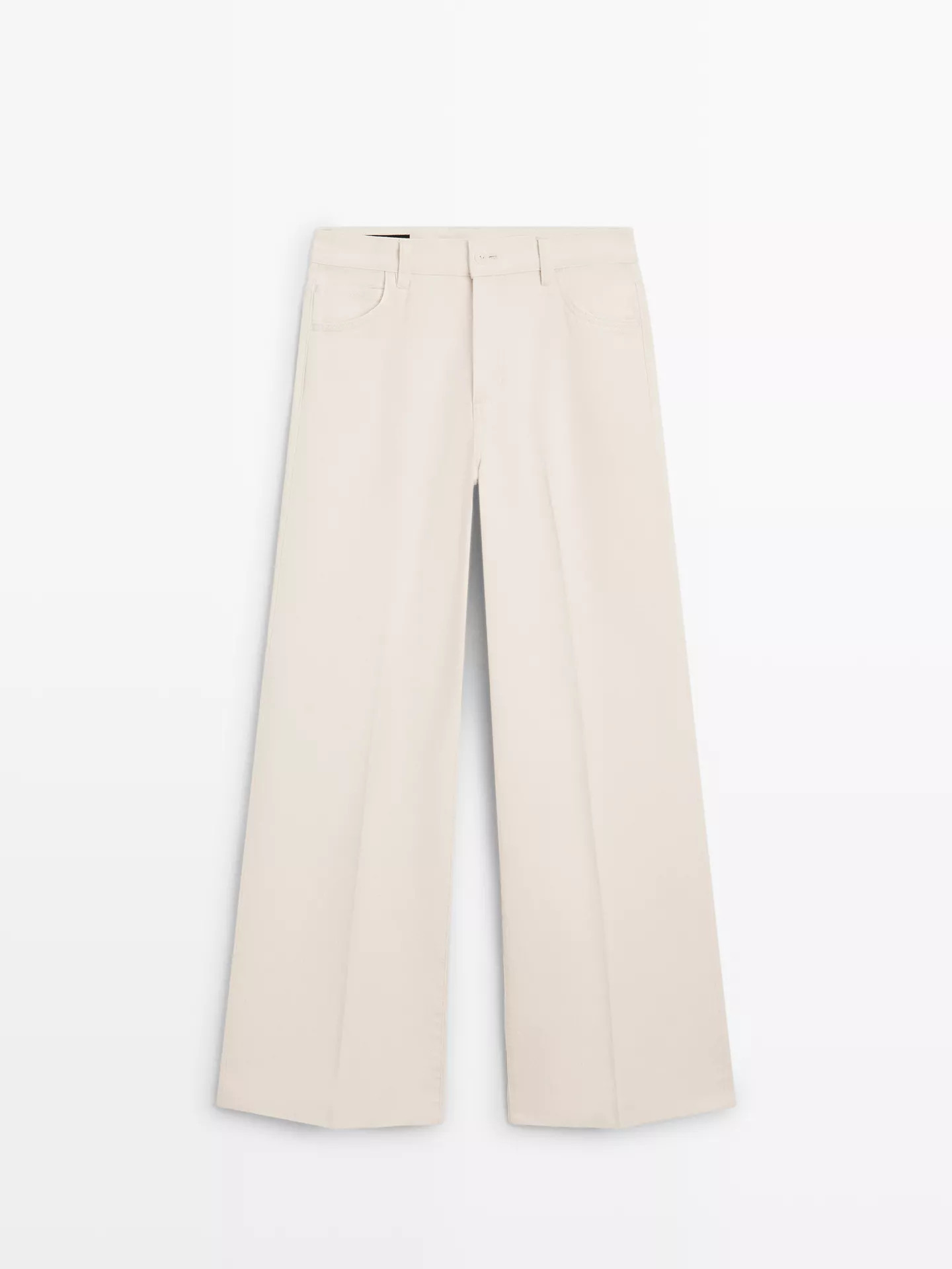 High-waist palazzo jeans | Massimo Dutti UK