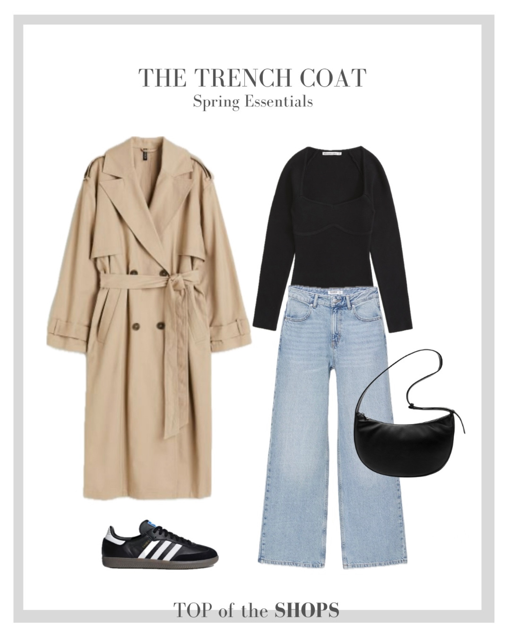 Spring Style, Spring Outfit Inspiration, Trench Coat, High Street Trench Coats, H&M, & Other Stories, Mango, Wardrobe Staple, Capsule Wardrobe, Wide leg jeans, black bodysuit, Adidas Sambas

#LTKstyletip #LTKeurope #LTKSeasonal
