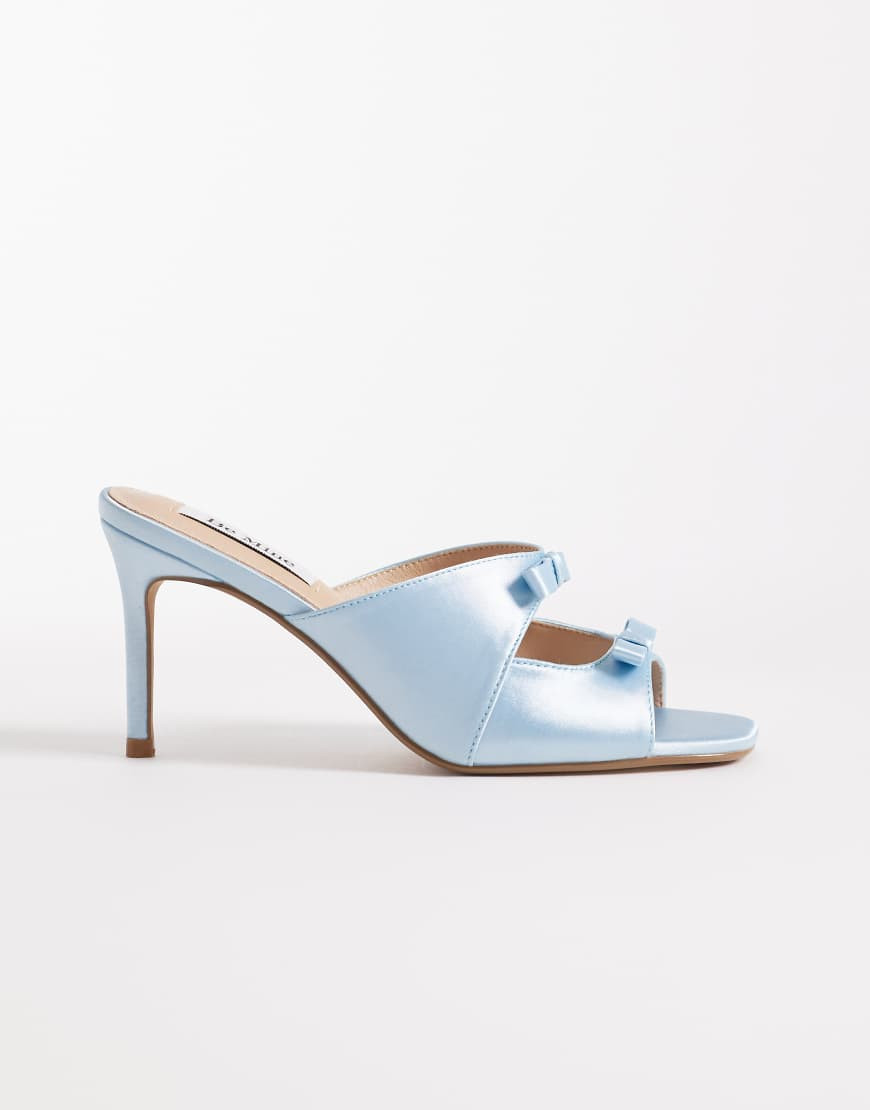 Be Mine Bridal Donia heeled sandal mules with bows in blue satin-White | ASOS (Global)