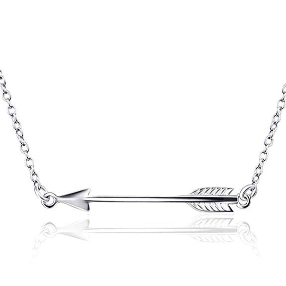 BGTY 925 Sterling Silver Classic Love Polished Sideways Arrow Horizontal Womens Pendant Necklace | Amazon (US)