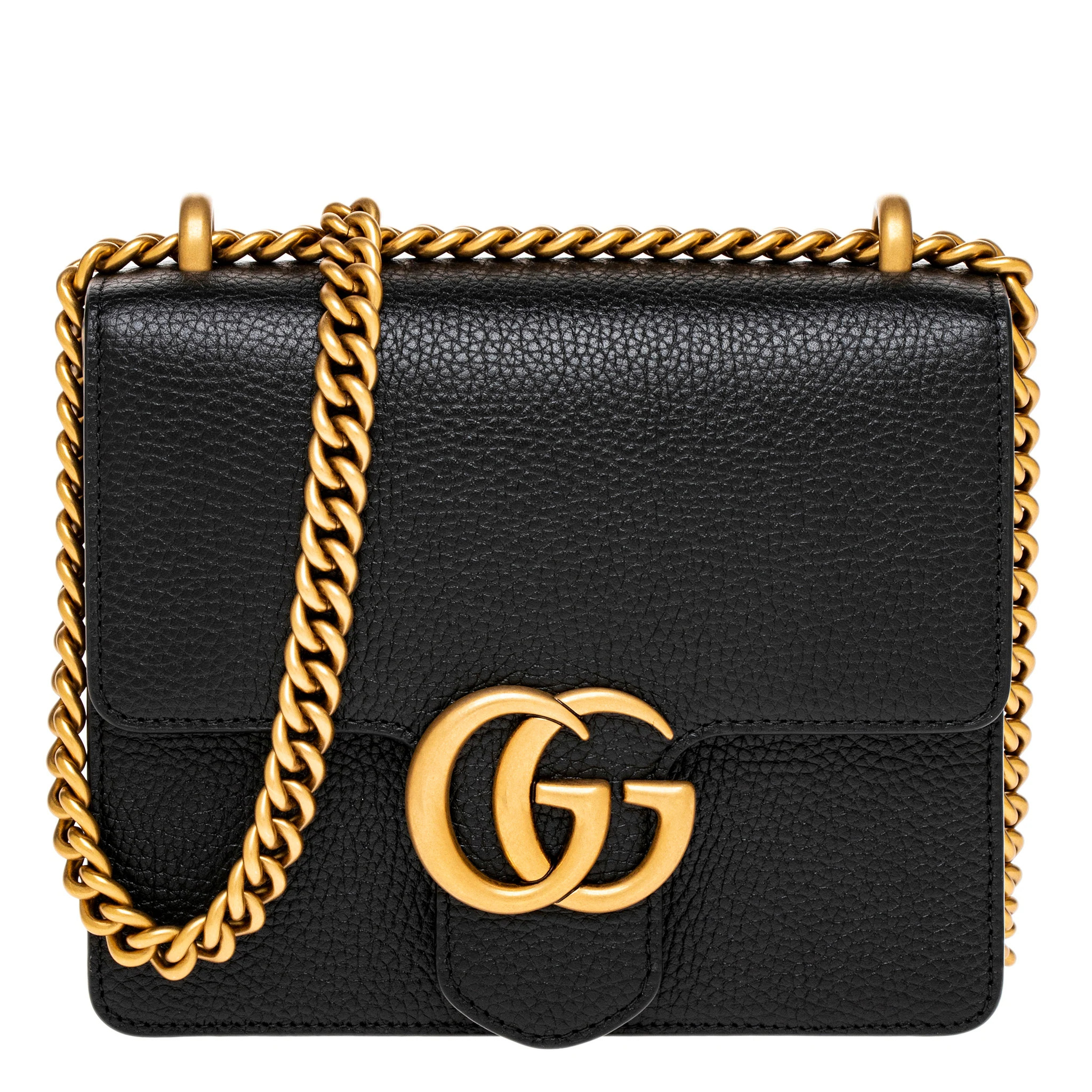Gucci Small GG Marmont Crossbody Chain Bag - Black | Overstock