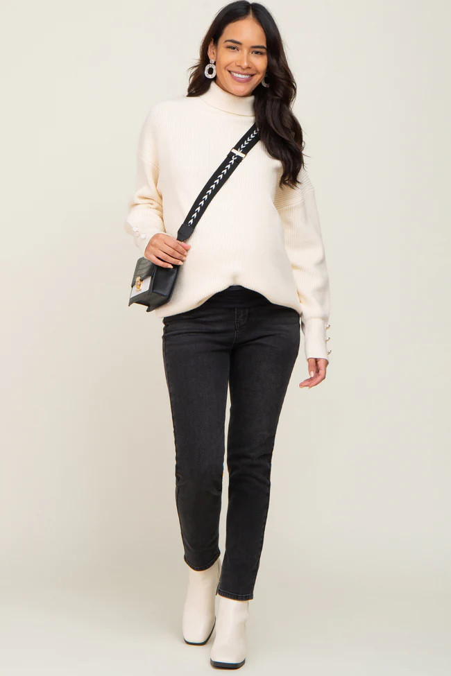 Black Vintage Wash Maternity Skinny Jeans | PinkBlush Maternity