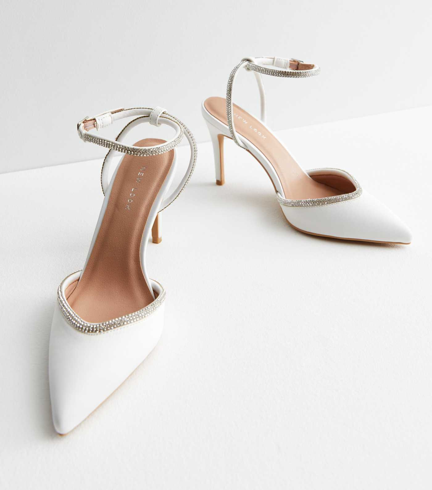 White Satin Diamanté 2 Part Pointed Stiletto Court Shoes
						
						Add to Saved Items
						R... | New Look (UK)