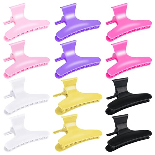 BAHABY Hair Clips for Styling Sectioning 12 Pack Butterfly Clamps Hair Claw Clips Pro Salon Hair Clips for Styling, Sectioning, Cutting and Coloring, 6 Colors | Amazon (US)